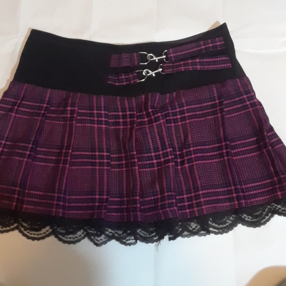 Plaid Morbid Threads Mini Skirt